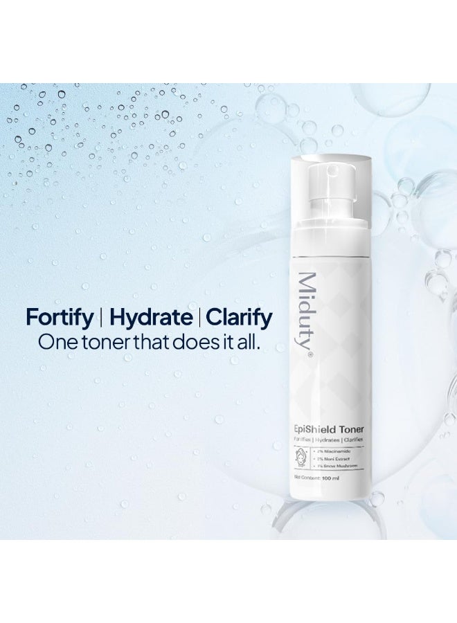 Miduty EpiShield Face Toner I Niacinamide - Snow Mushroom - Noni Extract - for Oily- Acne Prone - Dry - Combination Skin | Hydrates - Unclogs pores & regulates sebum | Toner for Women & Men -100ml - Image 2
