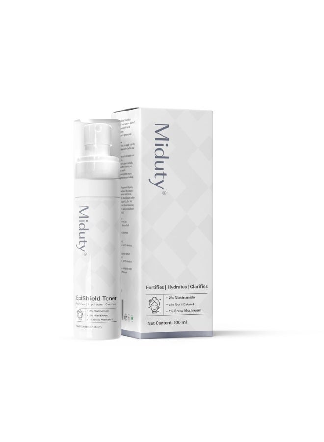 Miduty EpiShield Face Toner I Niacinamide - Snow Mushroom - Noni Extract - for Oily- Acne Prone - Dry - Combination Skin | Hydrates - Unclogs pores & regulates sebum | Toner for Women & Men -100ml - Image 1
