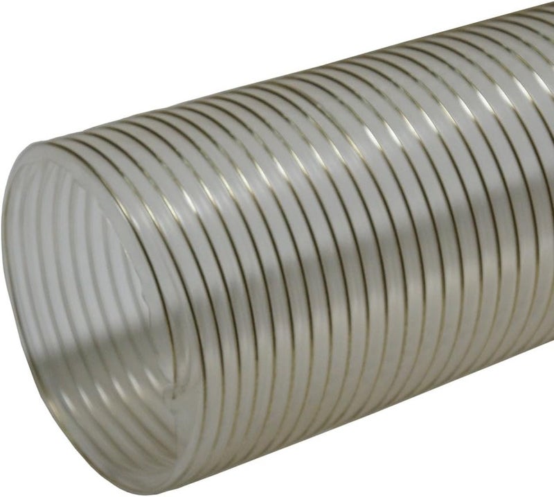 Rubber-Cal 01-202-5-12"PVC Flexduct" General Purpose, 5"ID x 12' Fully Stretched, Clear - Image 1