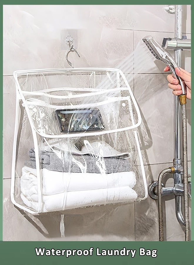 Hanging Bathroom Wash Bag Transparent Toiletries Storage Hook Makeup Bag Travel Toiletries for Travel Bathroom Waterproof Bathroom Hanging Clothes and Towels - Image 1