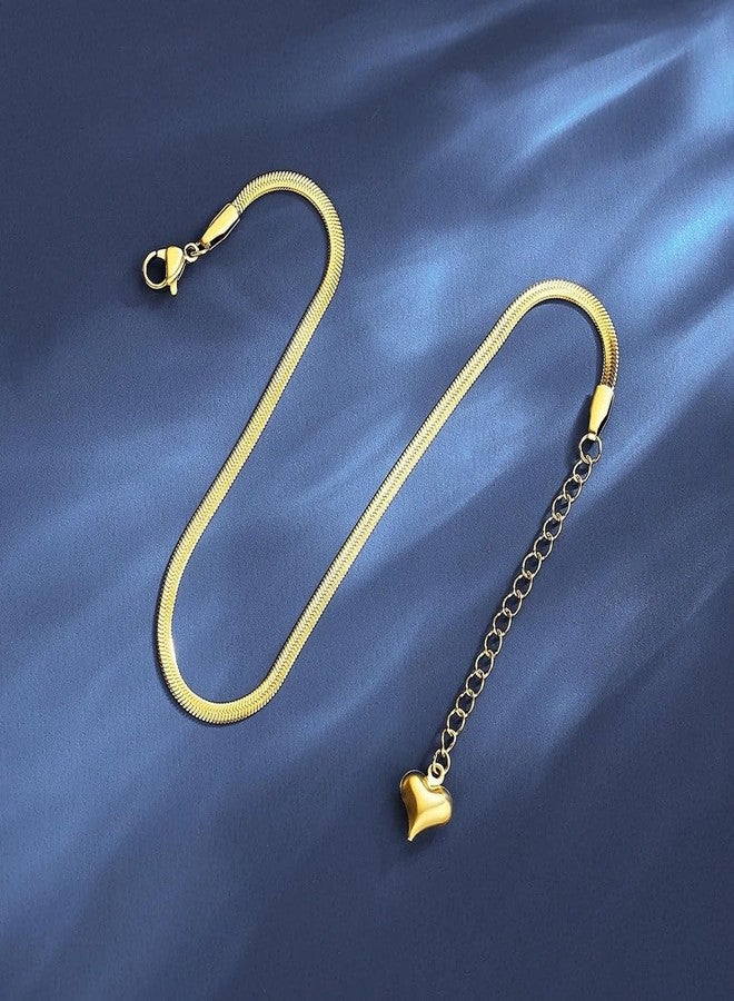 Inites (1 Pcs Stainless Steel Anti-Tarnish Adjustable Golden Sleek Snake Chain Anklet Pajeb | Stylish Everyday Flat Painjan Payal Footwear Accessory Gift For Women & Girls - Image 3