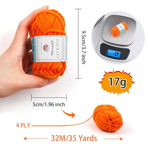 INSCRAFT 62 Acrylic Yarn Skeins, 2170 Yards, Perfect Crochet Beginner Kit for Adults - Image 3