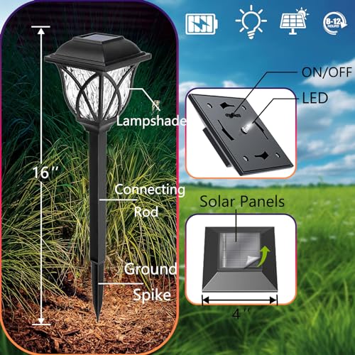 KAQ 4 Pack LED Solar Lights Outdoor Waterproof, Solar Garden Lights Auto On/Off, Outside Lights for Yard, Patio Decor, Landscape Lighting, Pathway(Warm White) - Image 5