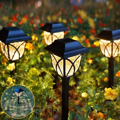 KAQ 4 Pack LED Solar Lights Outdoor Waterproof, Solar Garden Lights Auto On/Off, Outside Lights for Yard, Patio Decor, Landscape Lighting, Pathway(Warm White) - Image 1