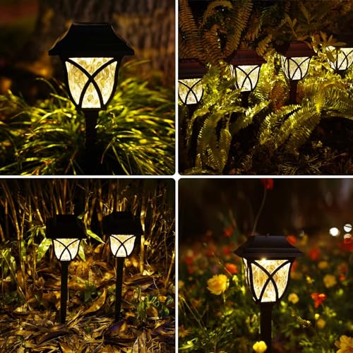KAQ 4 Pack LED Solar Lights Outdoor Waterproof, Solar Garden Lights Auto On/Off, Outside Lights for Yard, Patio Decor, Landscape Lighting, Pathway(Warm White) - Image 3