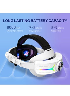 Excefore RGB Head Strap, Comfort Head Strap 8000mAh Compatible with Meta Quest 3 Accessories, Battery Pack Elite Strap Replacement for Enhanced Support and Extend Playtime in VR  - Image 2