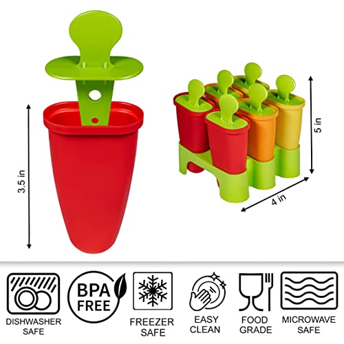 ARNO Popsicle Molds Set 6 Ice Cream Molds Ice Pop Molds Maker Reusable Popsicle Form for Kids BPA Free - Image 2