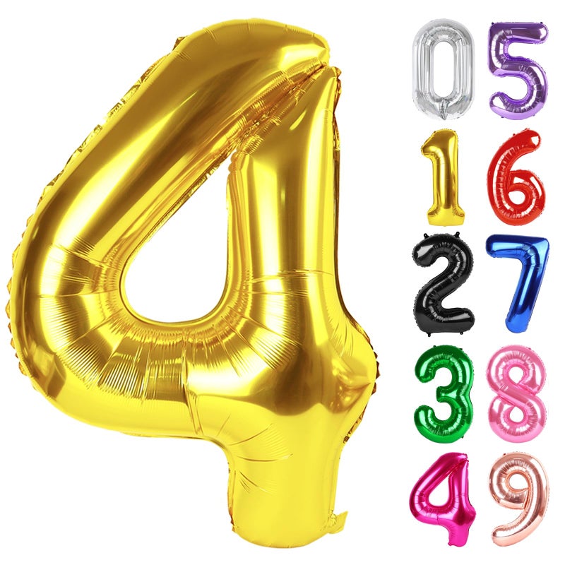 IWERP Gold Number 4 Balloon 40 Inch 4th Birthday Party Decorations for Children Giant 4 Foil Balloon for Party Supplies - Image 3