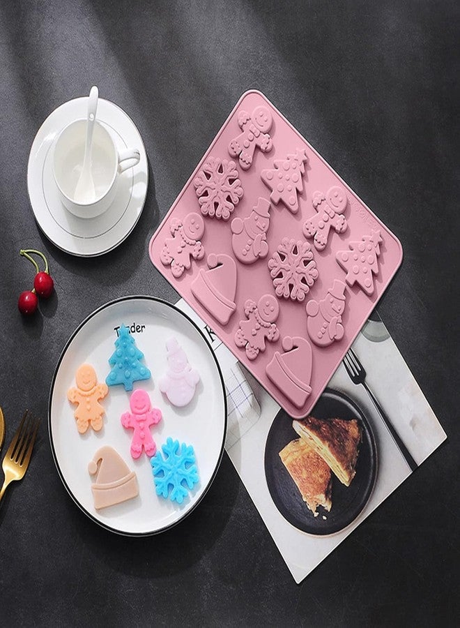 BAKING SET Silicone Christmas Chocolate Molds Gingerbead Man,Christmas Tree,Snowflake,Snowman and Christmas Hat Shape 3D Chocolate Candy Moulds for Holiday Baking Pack 1 - Image 3