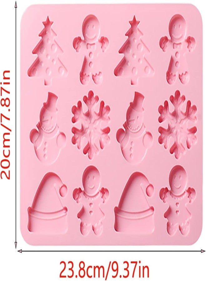 BAKING SET Silicone Christmas Chocolate Molds Gingerbead Man,Christmas Tree,Snowflake,Snowman and Christmas Hat Shape 3D Chocolate Candy Moulds for Holiday Baking Pack 1 - Image 2