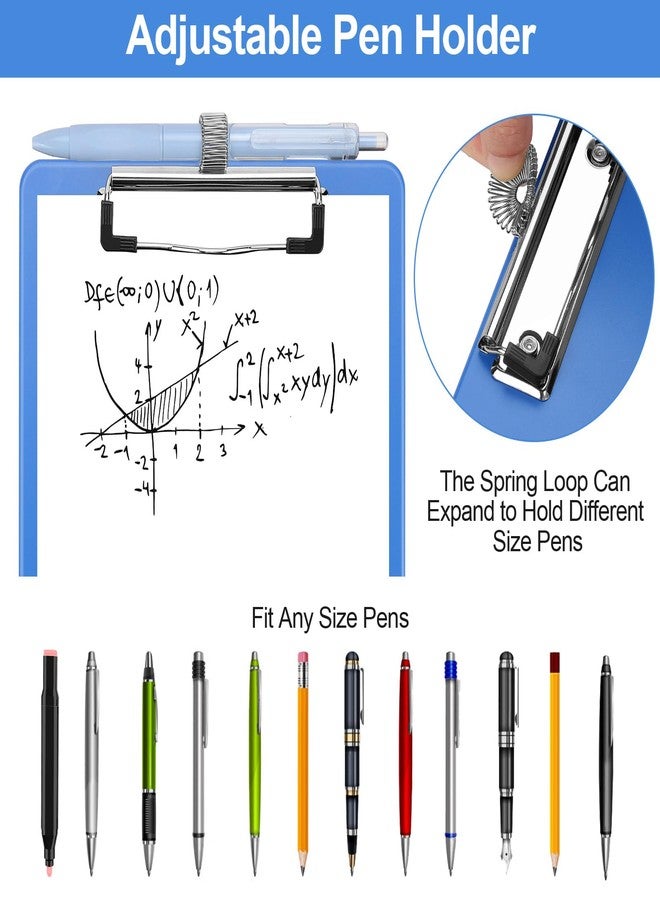 Meiikun Small Clipboard with Storage, A5 Clipboards with Pen Holder, Mini Plastic Clipboard with Low Profile Clip for Classroom, School, Office Supplies (Blue) - Image 3