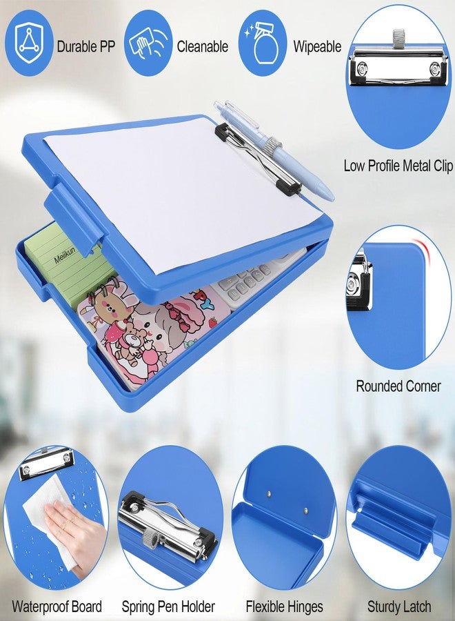 Meiikun Small Clipboard with Storage, A5 Clipboards with Pen Holder, Mini Plastic Clipboard with Low Profile Clip for Classroom, School, Office Supplies (Blue) - Image 5