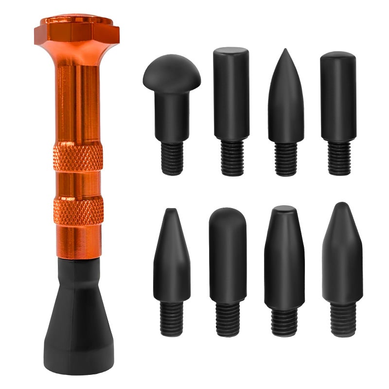 BWBWND 10 PCS DIY Paintless Dent Repair Kit Metal Tap Down Pen Dent Remover with 9 Different Heads Tips Versatile Knockdown Tool Paintless Removal Kit for Automotive Body Dents - Image 3