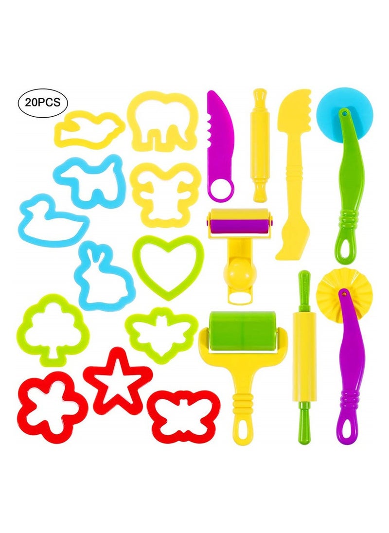 AIYISHI 20-Piece Clay Dough Tool Kit for Kids, Plastic DIY Plasticine Set with Modelling Tools Clay Rollers and Cutters, Random Color  - Image 2