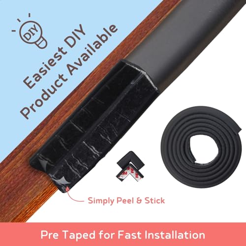 BabySafeHouse Pre-Taped Furniture Edge Guard and Corner Protector - 6.5ft Edge + 4 Corner Guards (Black Color) for Baby Proofing & Child Safety - Image 2