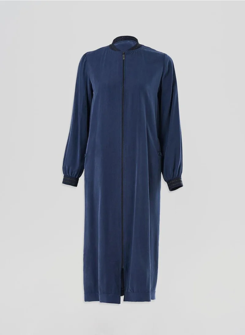 Kayra Long Zippered Throw-On in Navy