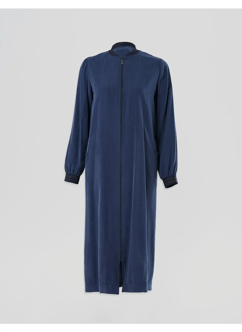 Kayra Long Zippered Throw-On in Navy