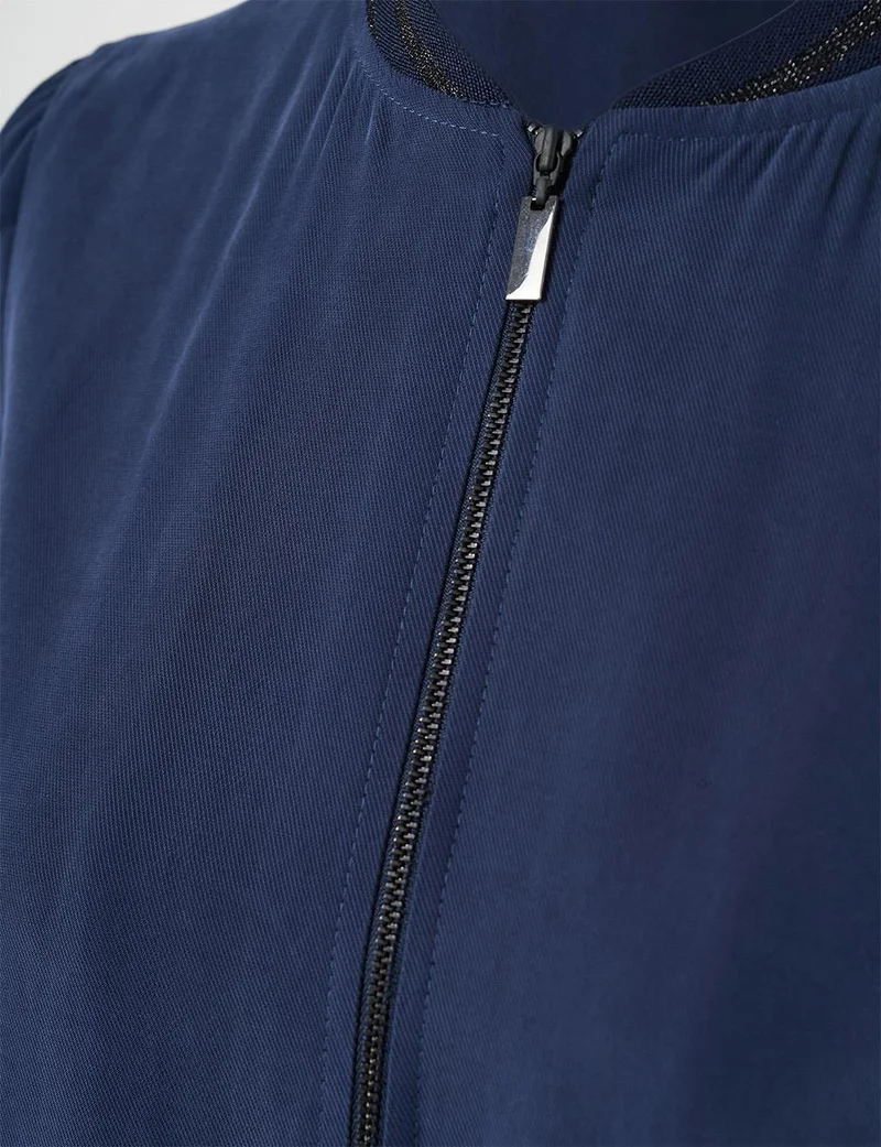 Kayra Long Zippered Throw-On in Navy
