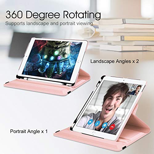 Fintie Rotating Case for iPad 9th Generation (2021) / 8th Generation (2020) / 7th Gen (2019) 10.2 Inch - 360 Degree Rotating Stand Cover with Pencil Holder, Auto Wake Sleep, Rose Gold - Image 3