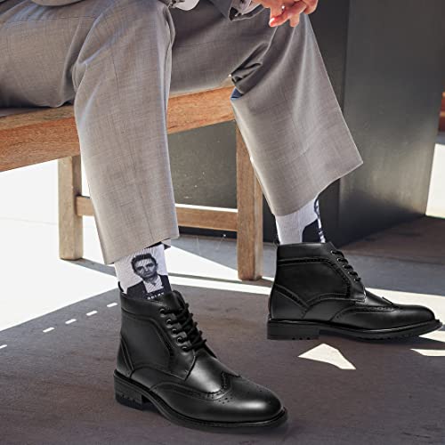 ArcBrothers Mens Dress Boots Fashion Black Oxford Ankle Dress Boot For Men Classic Brogue Style - Image 2