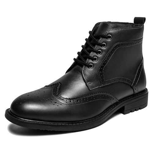 ArcBrothers Mens Dress Boots Fashion Black Oxford Ankle Dress Boot For Men Classic Brogue Style - Image 1