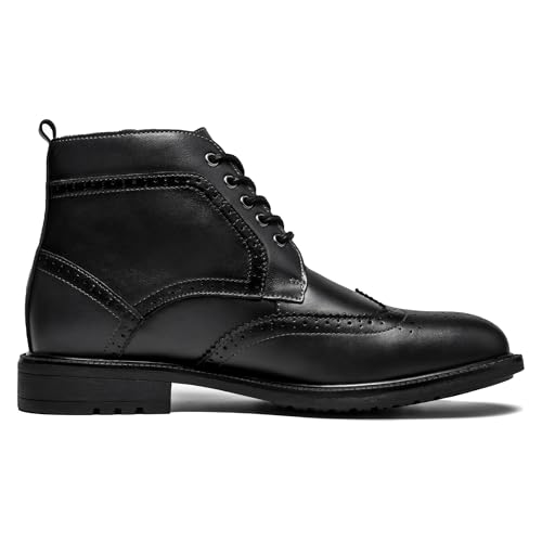 ArcBrothers Mens Dress Boots Fashion Black Oxford Ankle Dress Boot For Men Classic Brogue Style - Image 4