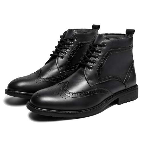 ArcBrothers Mens Dress Boots Fashion Black Oxford Ankle Dress Boot For Men Classic Brogue Style - Image 5