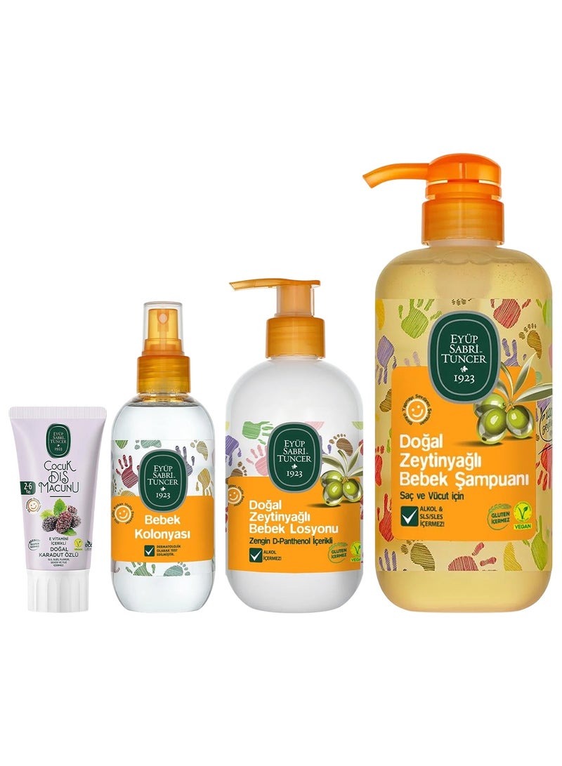 eyup sabri tuncer Natural Baby Care Kit with Olive Oil - Shampoo, Lotion, Cologne and Toothpaste - Image 1