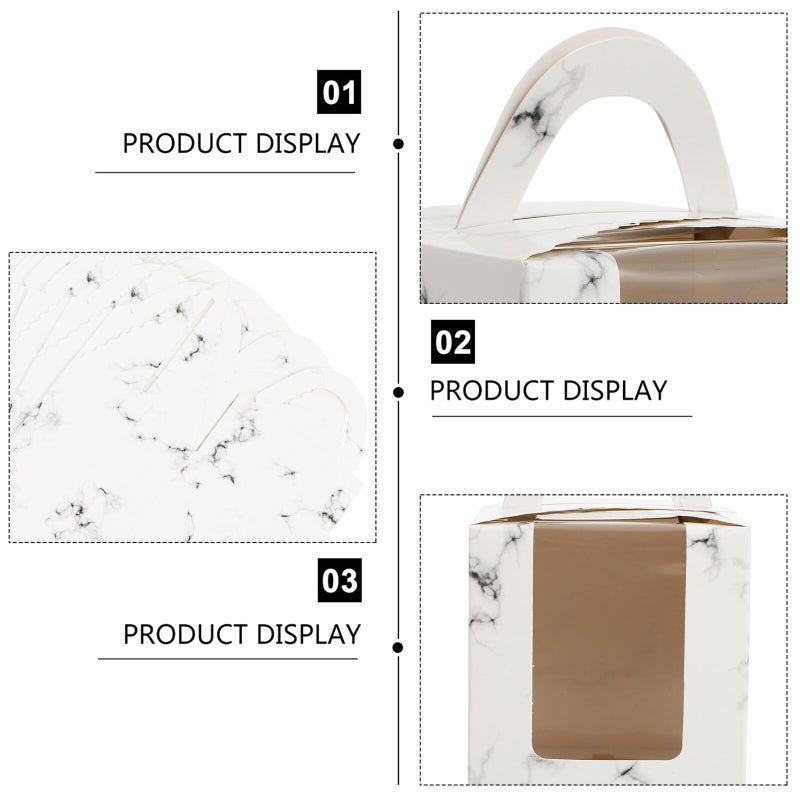 20 Pcs Marble Pattern Cake Boxes With Window Food Grade Paper Takeout Holders - Image 4