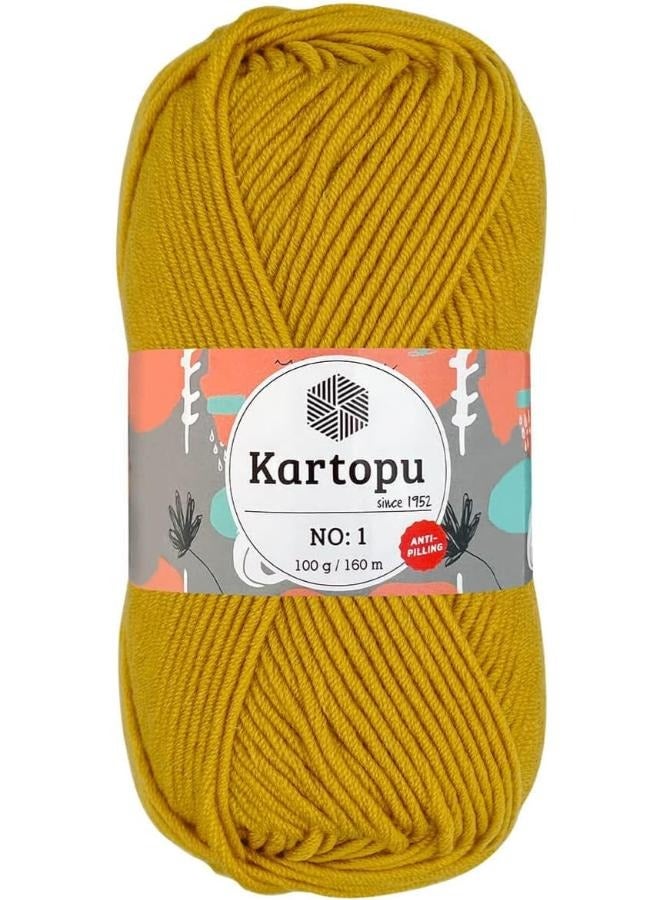 Kartopu خيط كارتوبو K1321 رقم 1 100 جرام، طول 160 متر، خردلي - Image 1