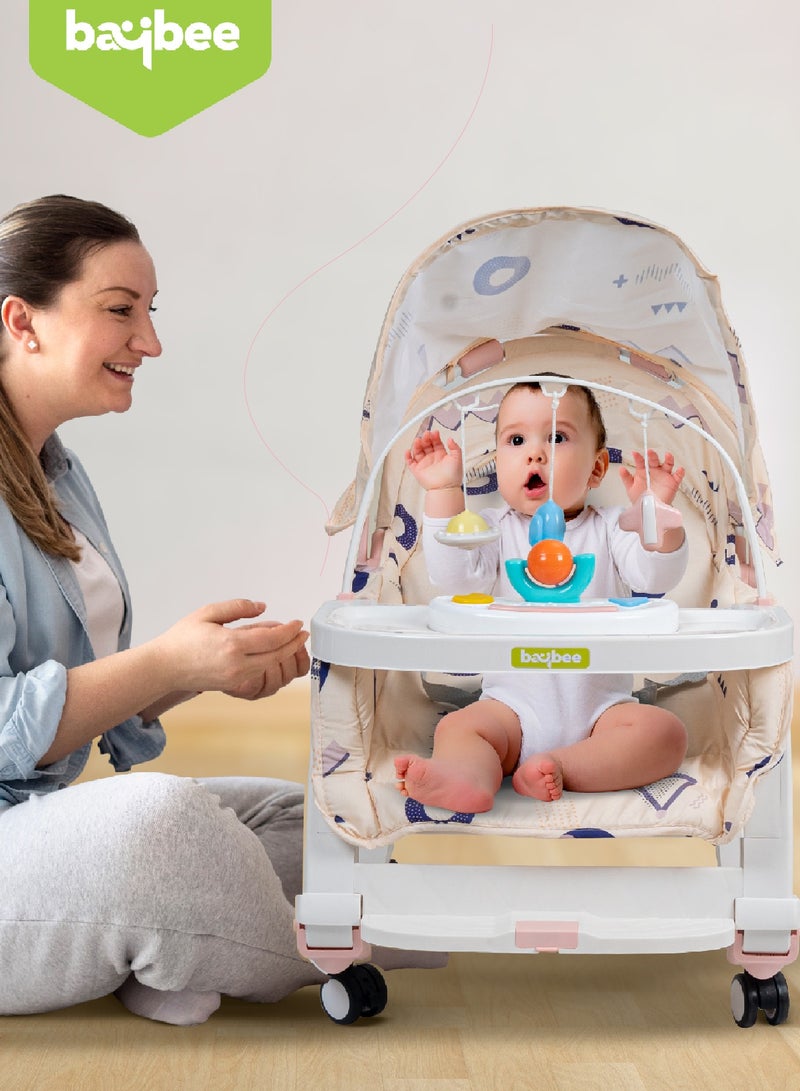 Baybee 5 in 1 Baby Rocking Chair for Kids with Hanging Toys  Baby Dining Booster Seat with Multi Position Recline, Music, Wheels & Food Tray Rocker Chair for Babies 0 to 2 Years Boys Girls (Pink) - Image 2
