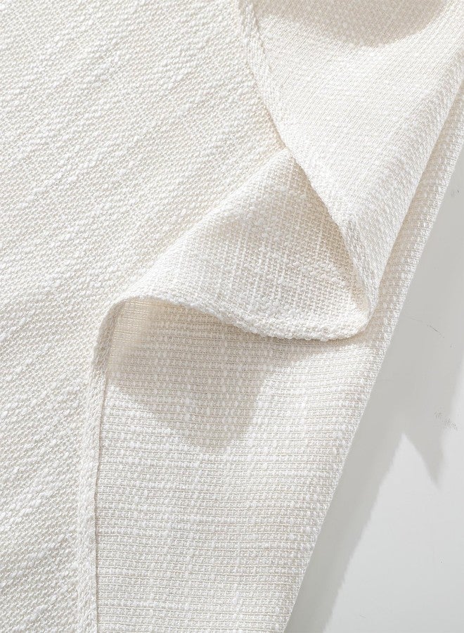 Fhberni Heavy Weight Round Tablecloth, Decorative Solid Color Table Cover, Cotton Linen Table Cloth for Kitchen Dining Home Tabletop Decoration, Cream, Round - 70" - Image 4