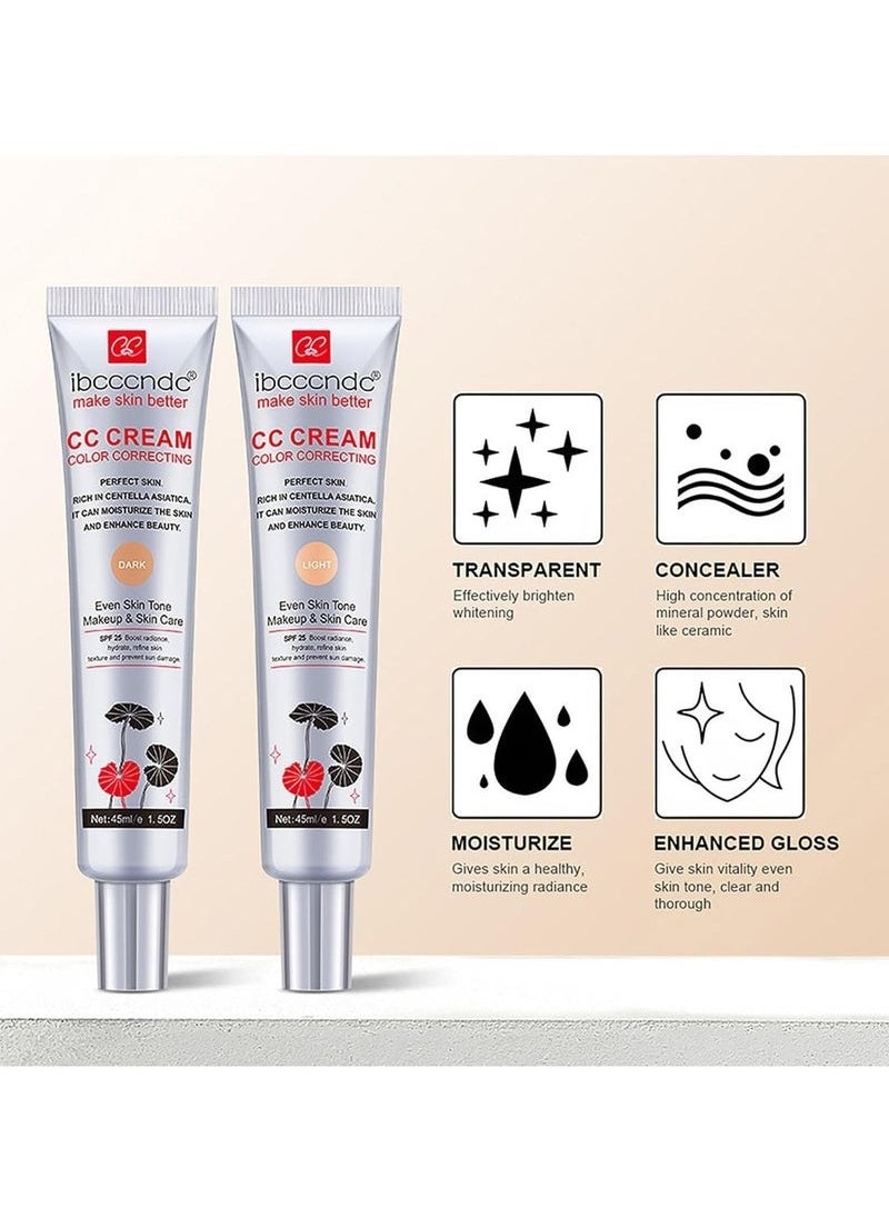 ibcccndc Color Correcting CC Cream,Hydrating CC Cream Foundation with Centella Asiatica Multi-Purpose Pre-makeup Primer Moisturizing Facial Concealer Sunscreen Full-Coverage CC Cream with SPF 25, Dark  - Image 5