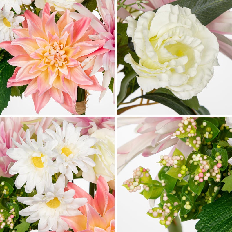 Briful Artificial Flowers Bouquet for Decoration, Silk Flowers Arrangements with Dahlia & Daisy Mums Fake Floral Stems for Home Vase Table Centerpiece Wedding Party Decor - Image 3