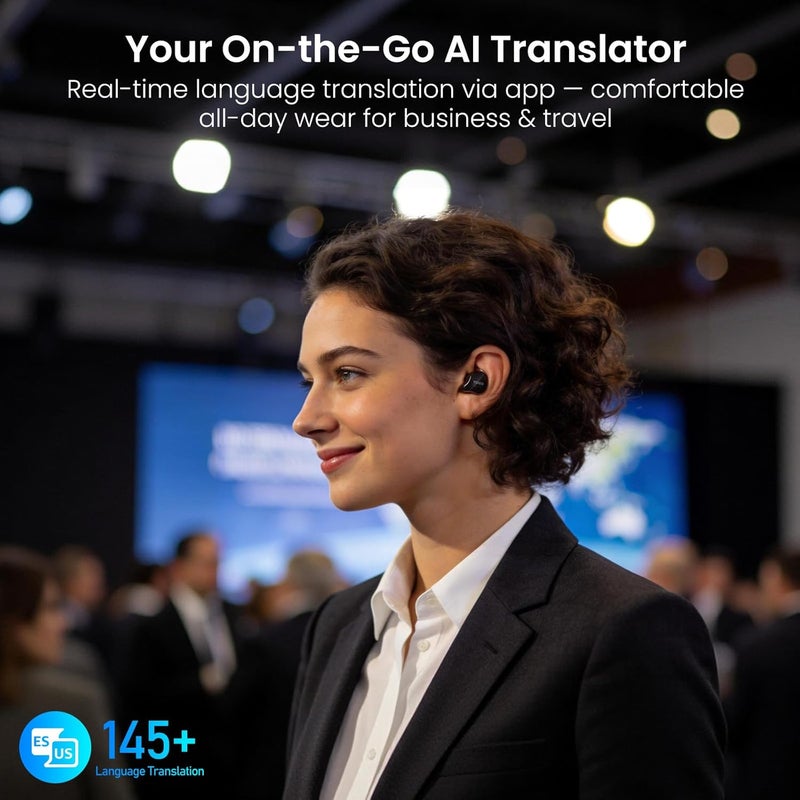 توزو T18 بلوتوث 5.3 سماعات أذن ستيريو لاسلكية حقيقية مقاومة للماء IPX8 سماعة رأس داخل الأذن مع تقليل ضوضاء المكالمات وشاشة رقمية وعلبة شفافة، سماعات أذن طويلة الاستعداد باللون الأسود - Image 2
