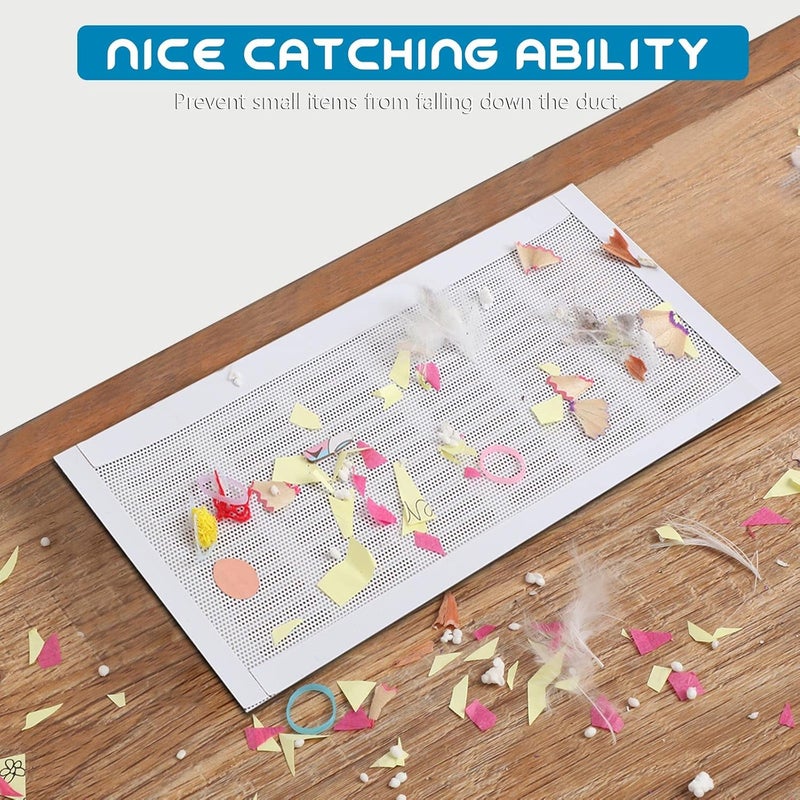 Shappy أغطية فتحات التهوية الأرضية مستطيلة غطاء شاشة التهوية المغناطيسية شبكة PVC غطاء تسجيل التهوية البلاستيكي لجدران السقف والأرض لالتقاط الحطام والشعر والحشرات أبيض 6 × 10 بوصة - Image 4