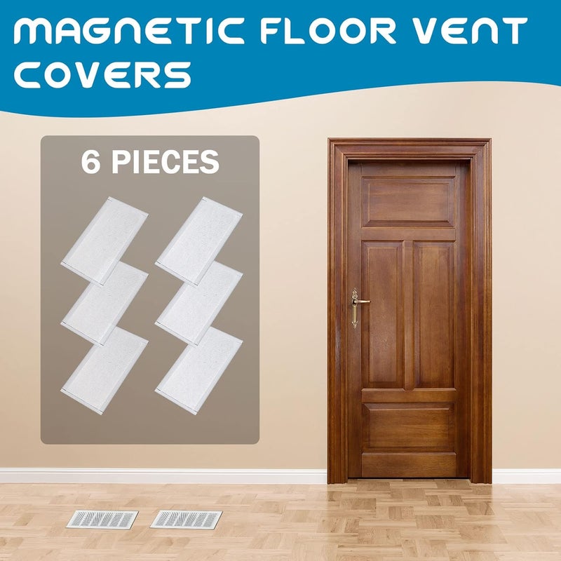 Shappy أغطية فتحات التهوية الأرضية مستطيلة غطاء شاشة التهوية المغناطيسية شبكة PVC غطاء تسجيل التهوية البلاستيكي لجدران السقف والأرض لالتقاط الحطام والشعر والحشرات أبيض 6 × 10 بوصة - Image 3