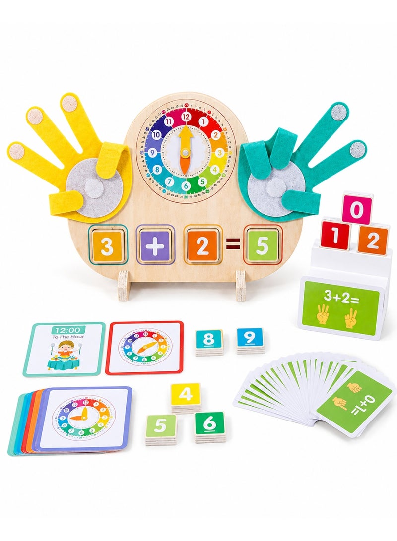 Capstro Wooden Math Learning Toy Set for Kids | Counting, Arithmetic & Early Number Skills | Hands-On Montessori-Style Educational Board for Preschool Learning – Teaching Clock & Finger Counting Board - Image 1