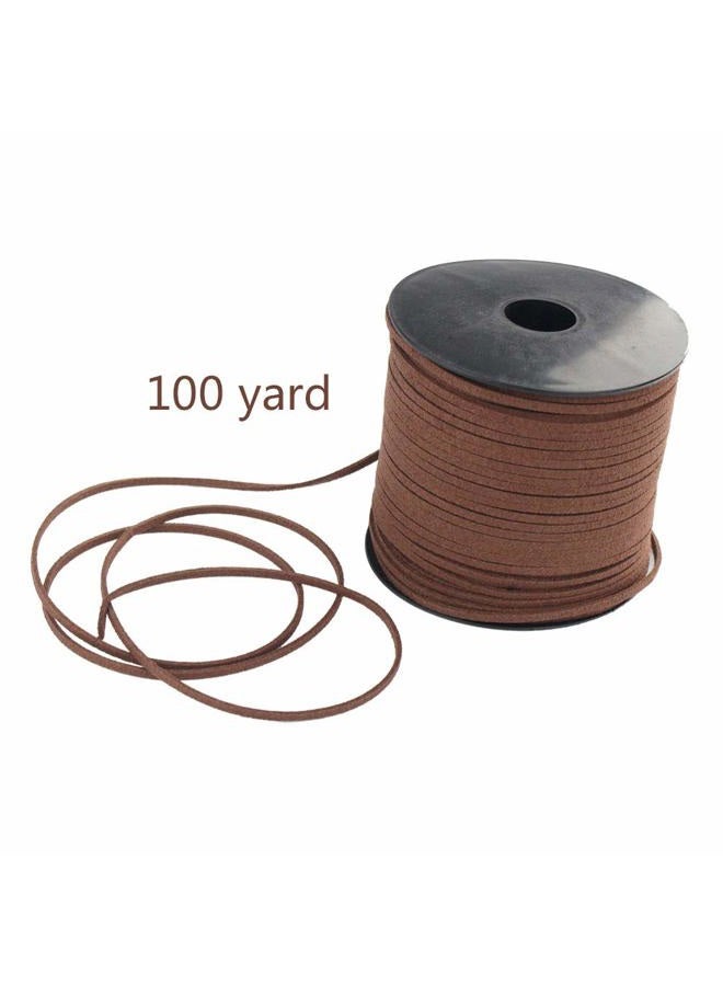 Wobe (Coffee) - 100 Yards Suede Cord, Leather Cord 2.6Mm X 1.5Mm Lace Faux With Roll Spool For Bracelet Necklace Beading Diy Handmade Crafts Thread (Coffee 1 Roll) - Image 2