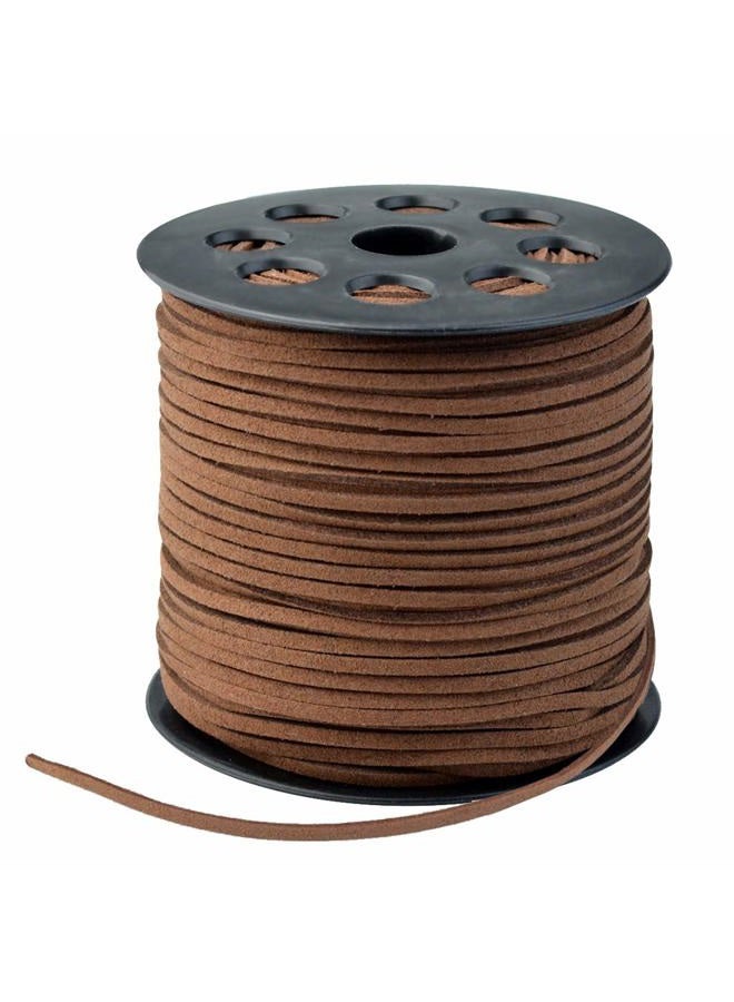 Wobe (Coffee) - 100 Yards Suede Cord, Leather Cord 2.6Mm X 1.5Mm Lace Faux With Roll Spool For Bracelet Necklace Beading Diy Handmade Crafts Thread (Coffee 1 Roll) - Image 1