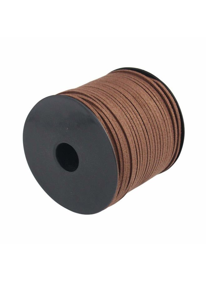 Wobe (Coffee) - 100 Yards Suede Cord, Leather Cord 2.6Mm X 1.5Mm Lace Faux With Roll Spool For Bracelet Necklace Beading Diy Handmade Crafts Thread (Coffee 1 Roll) - Image 3
