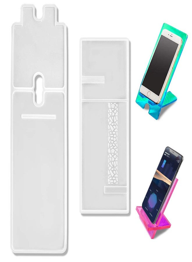 AIFUDA 2 Sets Siamese Mobile Phone Stand Resin Mold, AIFUDA Resin Casting Phone Holder Silicone Mold for DIY Craft Phone Bracket - 1 Long, 1 Short - Image 1