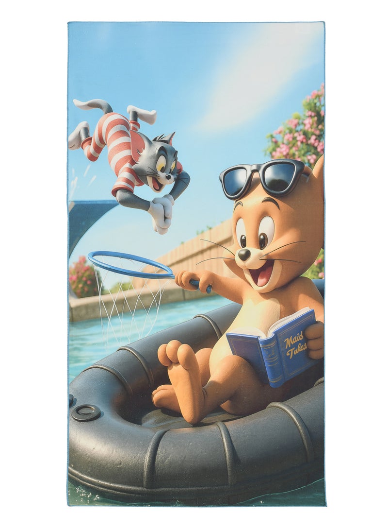 AURIO Premium 3D Printed Microfiber Beach Towel – Vivid Tom & Jerry Design – Large, Ultra-Absorbent, Sand-Free, and Quick-Dry Travel Towel for Summer Beach, Pool, and Surfing 70 x 140 cm - Image 2