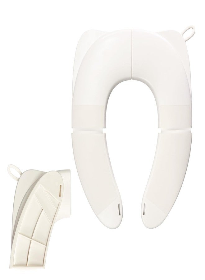 Deeki Foldable Portable Potty Seat for Kids Travel, Integrated Pinch-Proof TPE Folding Joint Training Potty Toilet Seat Prevents Pinching for Toddler Girls Boys (White) - Image 1