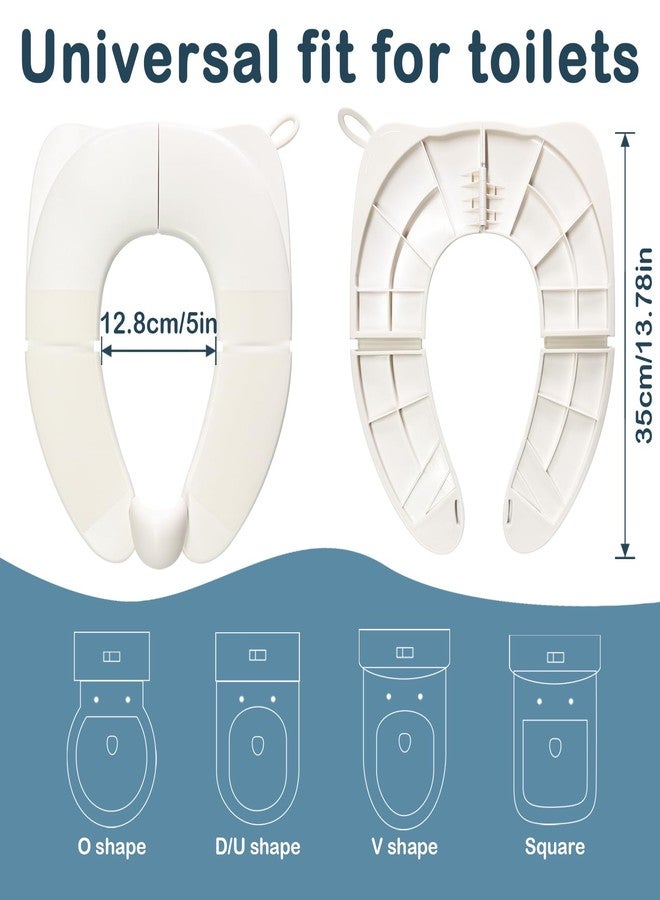 Deeki Foldable Portable Potty Seat for Kids Travel, Integrated Pinch-Proof TPE Folding Joint Training Potty Toilet Seat Prevents Pinching for Toddler Girls Boys (White) - Image 3