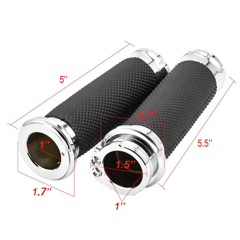 Benlari Chrome 1 Inch Motorcycle Hand Grips Handlebar Grips Cable Throttle Compatible for Harley Davidson Sportster Touring Dyna Softail Street Glide 883 1200 - Image 2
