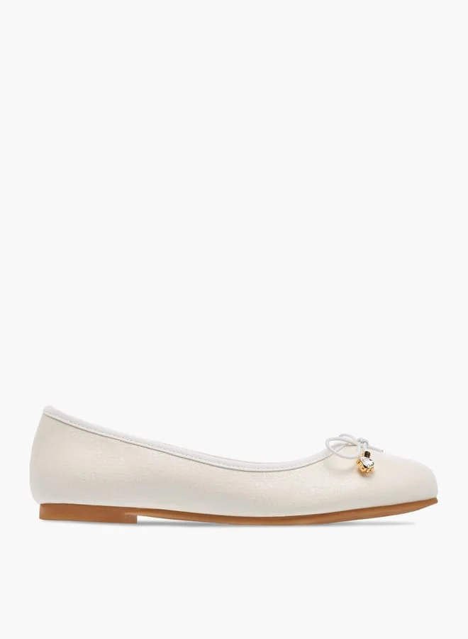 Little Missy Girls Bow Accent Slip-On Ballerina Shoes