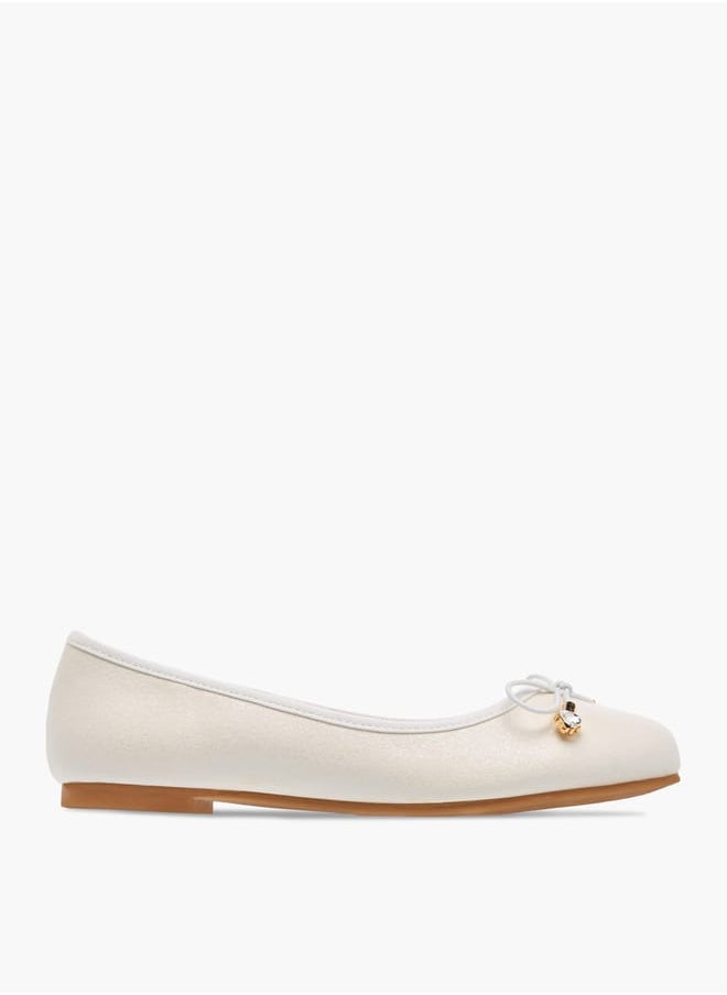 Little Missy Girls Bow Accent Slip-On Ballerina Shoes  - Image 3
