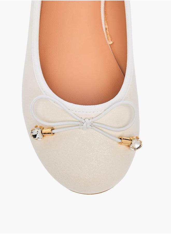 Little Missy Girls Bow Accent Slip-On Ballerina Shoes  - Image 4