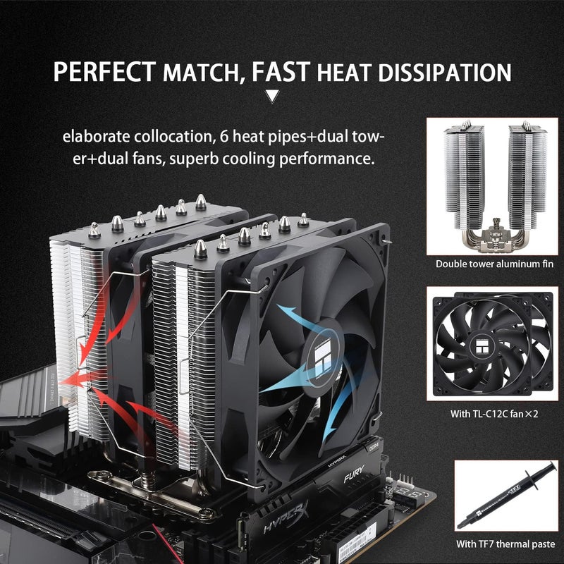 Thermalright Peerless Assassin 120 SE CPU Air Cooler, 6 Heat Pipes with AGHP Technology, Dual 120mm TL-C12C PWM Fan, for Intel LGA1700/1200/1150/1151/1851; AMD AM4/AM5 - Image 3